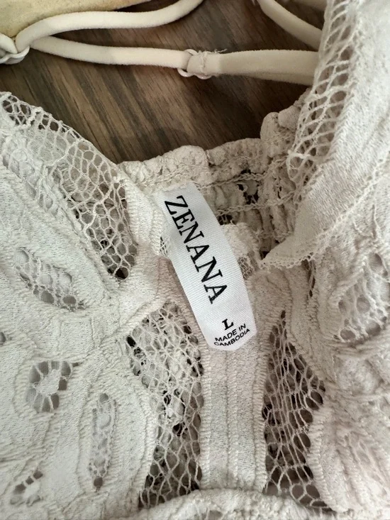 Zenana Dress Womens Size L Light  Beige Halter Mini Fit & Flare Boho - Picture 5 of 6